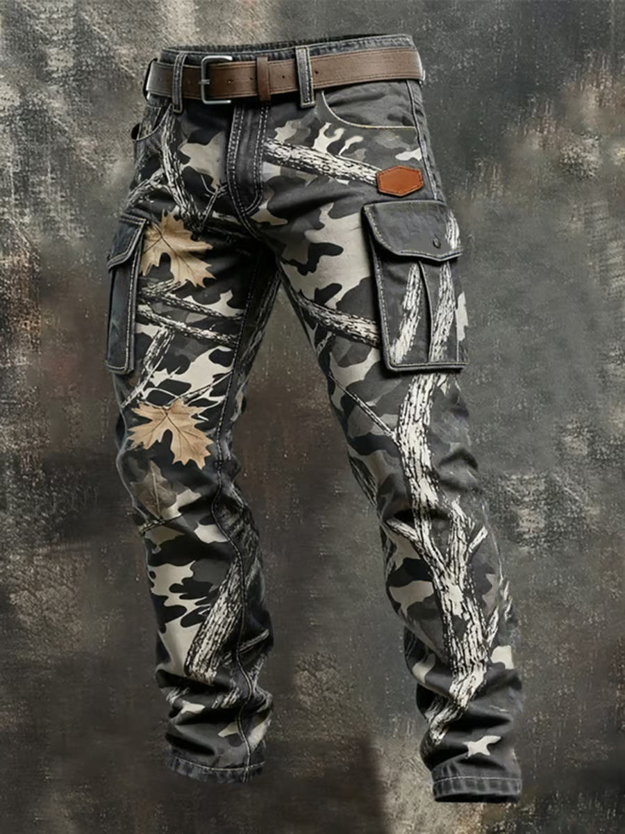 Mænds Vintage camouflage nedsat lomme arbejde bukser
