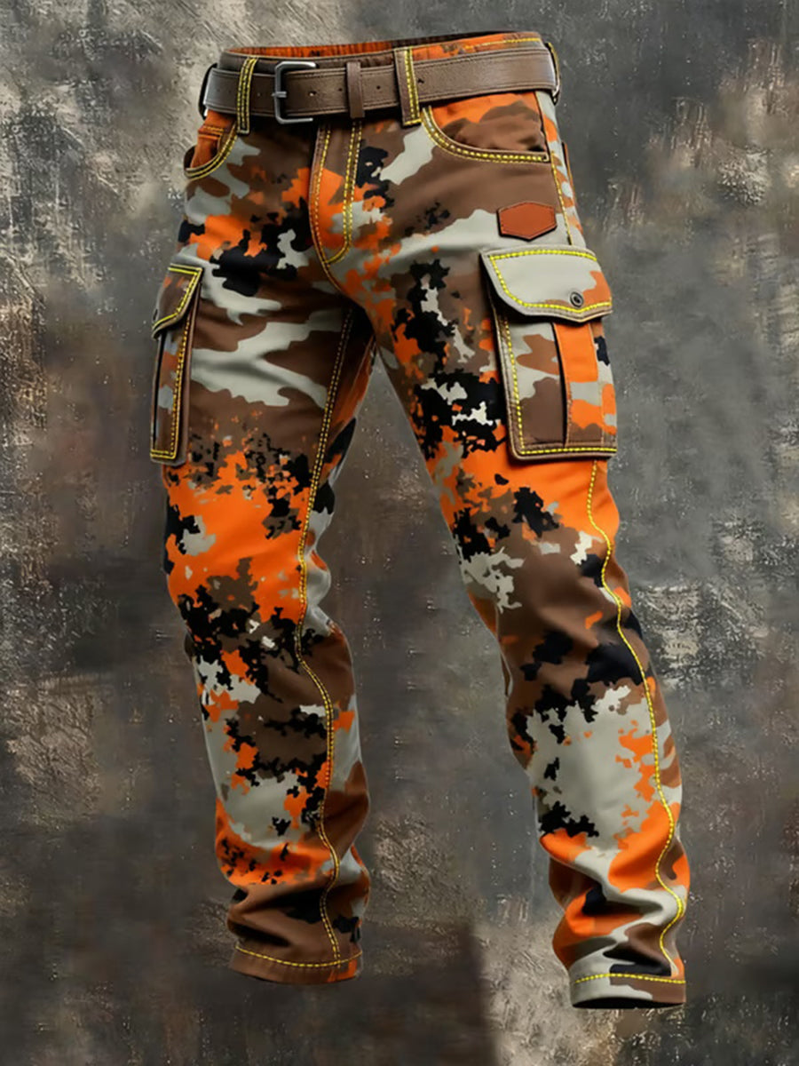 Mænds Vintage camouflage nedsat lomme arbejde bukser