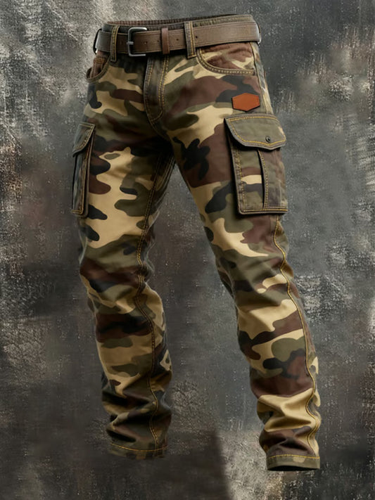 Mænds Vintage camouflage nedsat lomme arbejde bukser