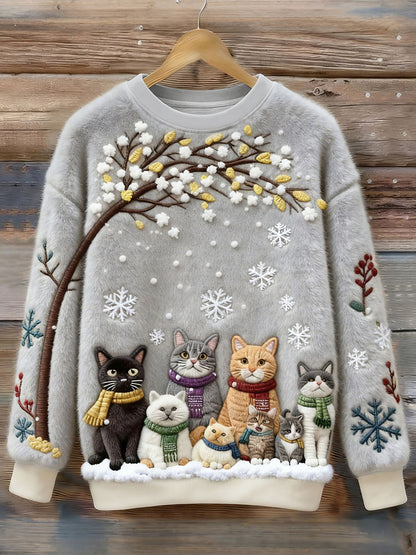 Kvindekatte Flannel Sweatshirts