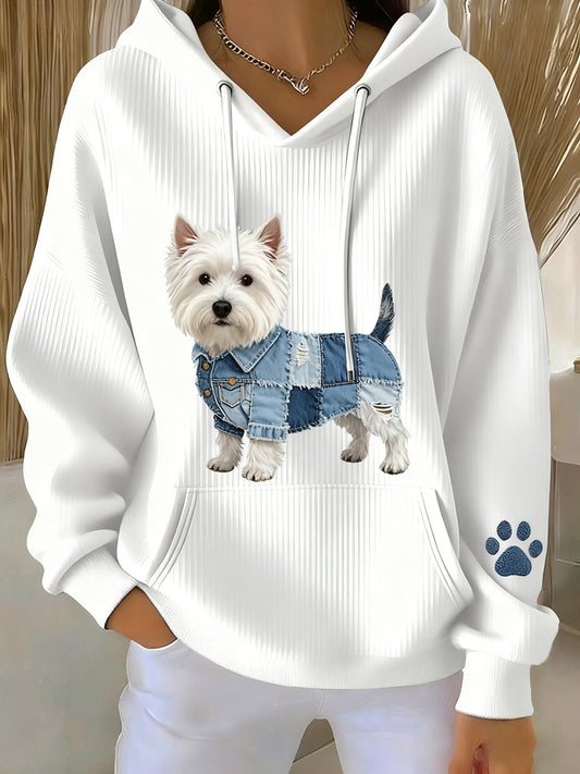 Kvinders Retro Animal Art Print Casual Hooded sweatshirt