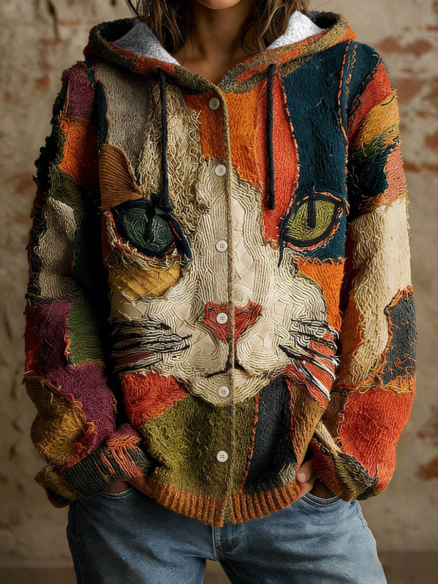 Kvinders kat Geometrisk kunst Print Cardigan