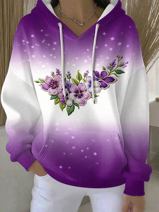 Kvinders lilla kunst Print Casual Hoodie Print