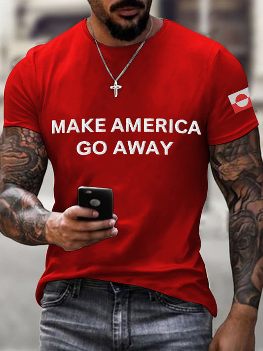 Mænds Make American Go Awy Broderet T-shirt