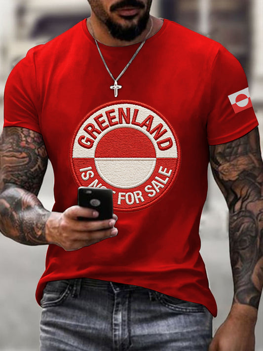 Mænds Grønland er ikke til salg broderet T-shirt