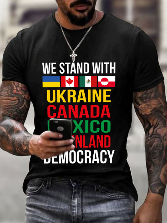 Vi står med Ukraine, Canada, Mexico, Grønland Print T-Shirt