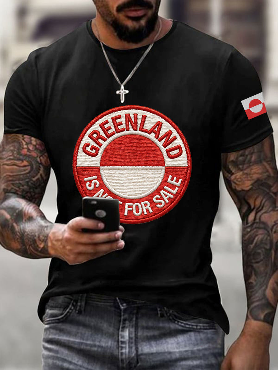 Mænds Grønland er ikke til salg broderet T-shirt