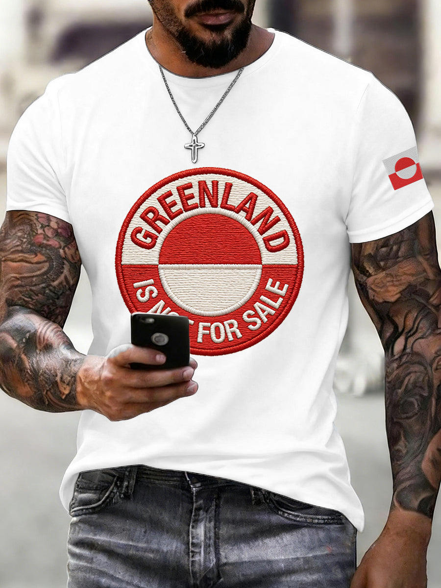 Mænds Grønland er ikke til salg broderet T-shirt