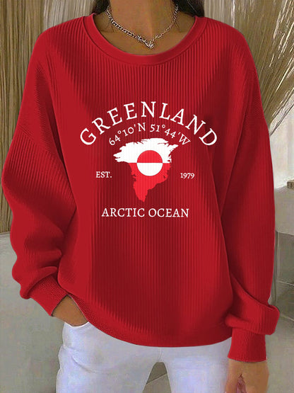 Kvinder Grønland Print Casual Sweatshirt