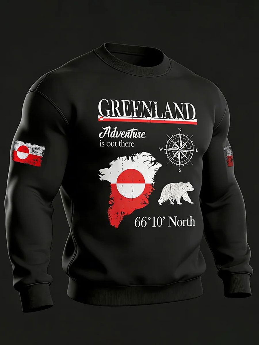 Mænds Grønland Print Casual Sweatshirt