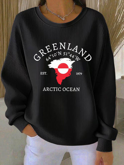 Kvinder Grønland Print Casual Sweatshirt