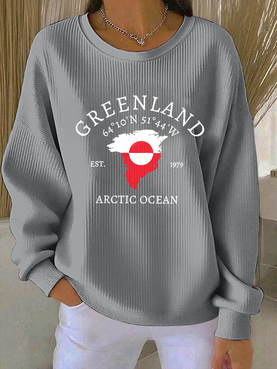 Kvinder Grønland Print Casual Sweatshirt