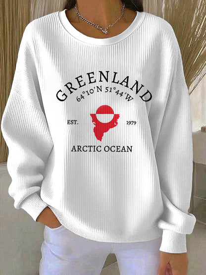 Kvinder Grønland Print Casual Sweatshirt