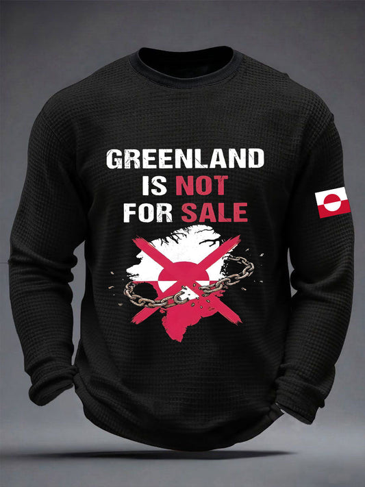 Mænds Grønland er ikke til salg Vaffel Print Casual T-shirt