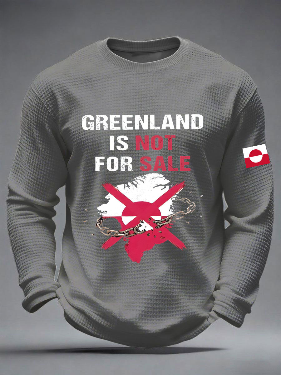 Mænds Grønland er ikke til salg Vaffel Print Casual T-shirt