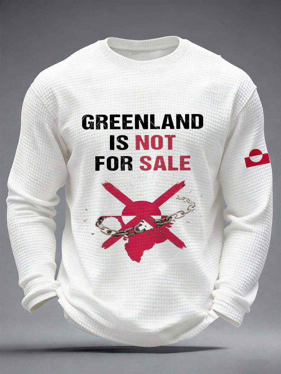 Mænds Grønland er ikke til salg Vaffel Print Casual T-shirt