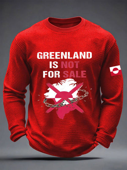Mænds Grønland er ikke til salg Vaffel Print Casual T-shirt