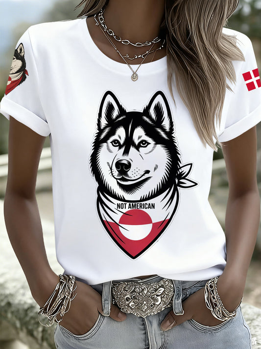 Kvindernes Danske Granlin Øen ukrænkelig Print T-shirt
