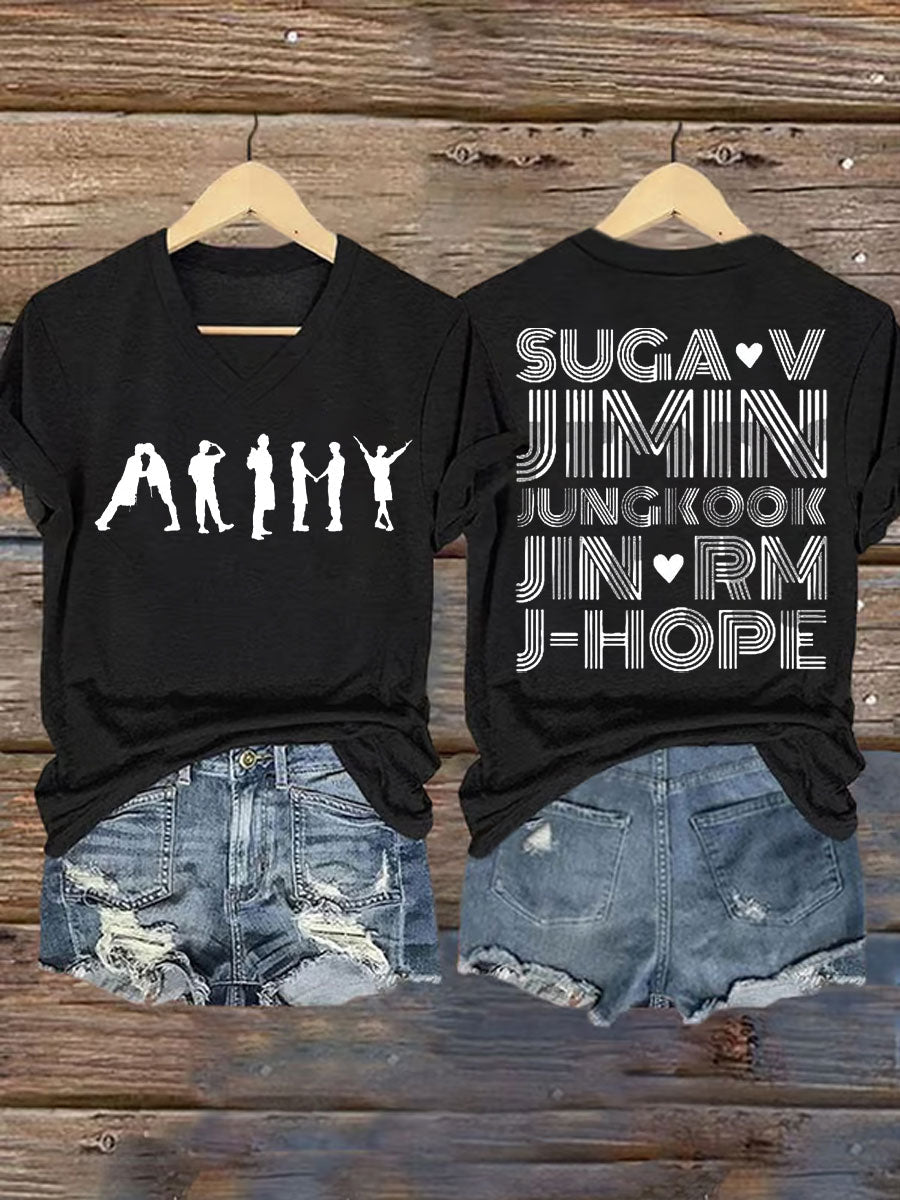 Kvinder BTS elskere trykt jern på kortærme T-shirt