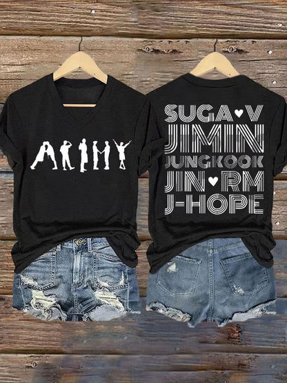 Kvinder BTS elskere trykt jern på kortærme T-shirt
