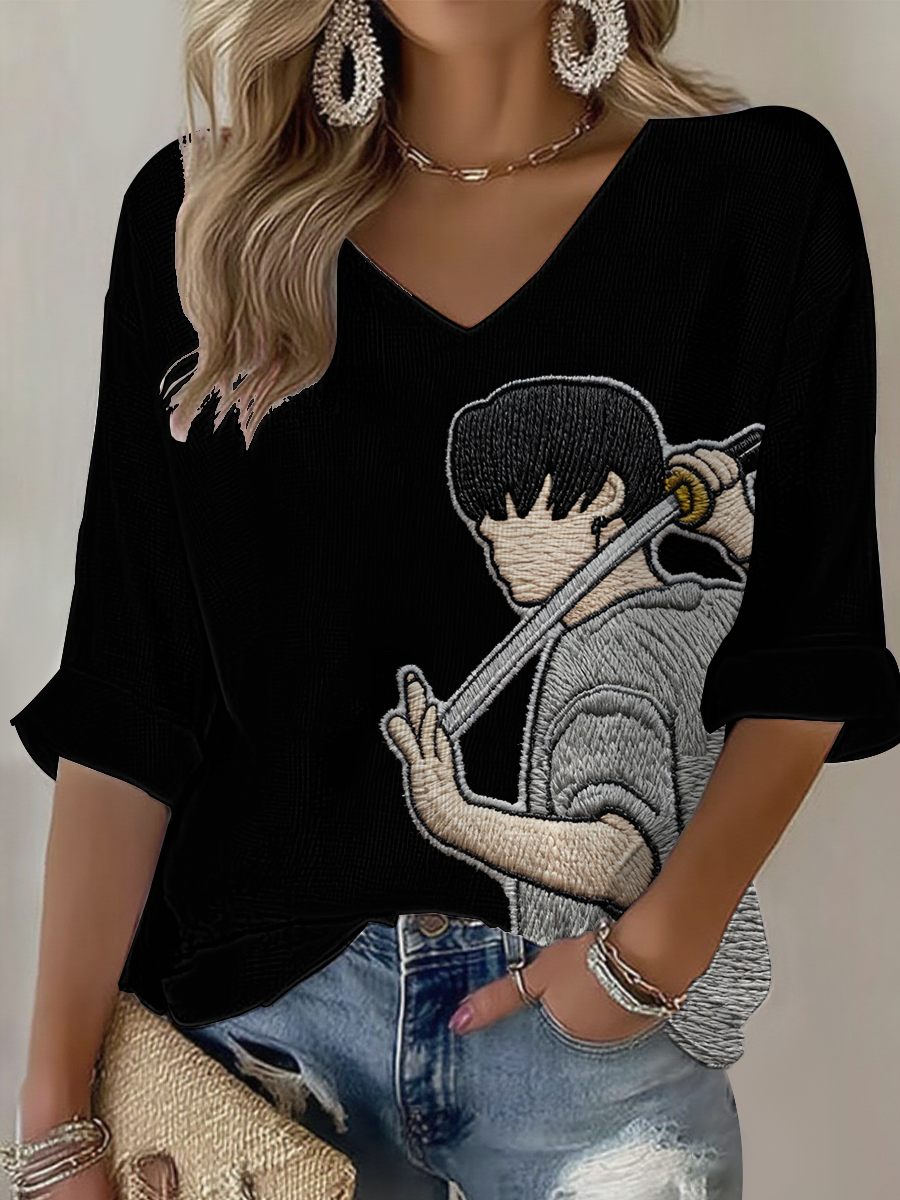 Kvinders BTS elskere Printed Waffle T-shirt