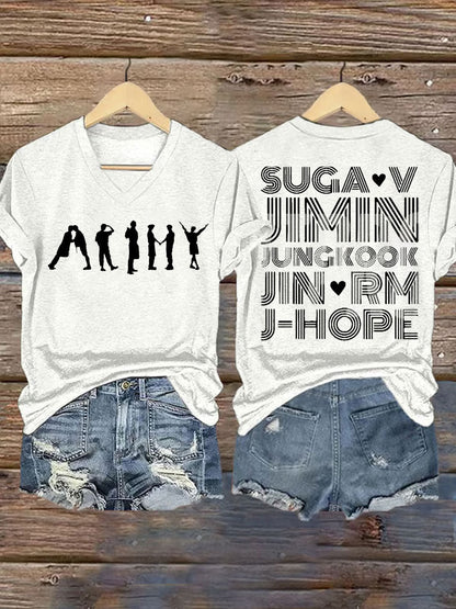 Kvinder BTS elskere trykt jern på kortærme T-shirt