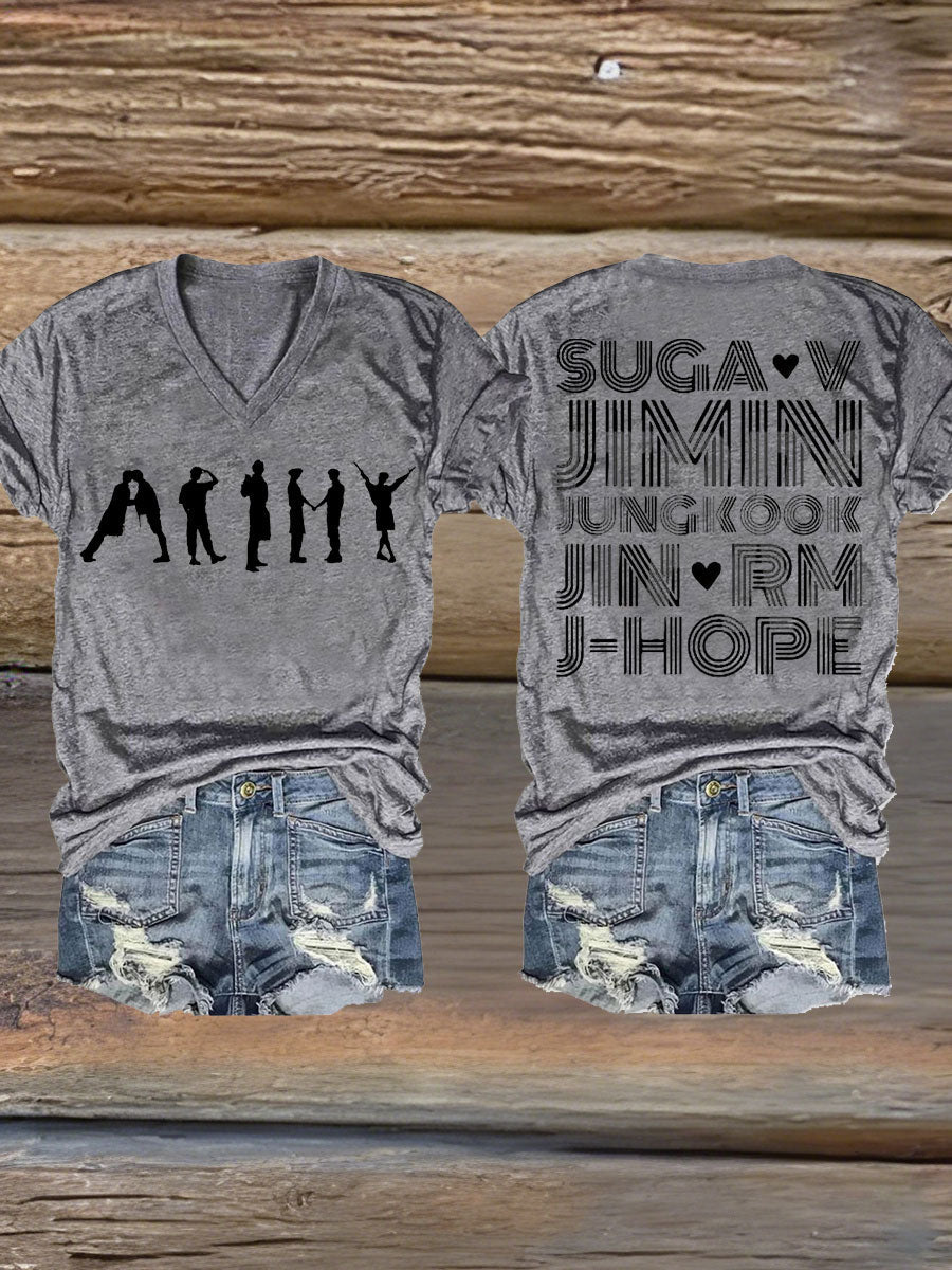 Kvinder BTS elskere trykt jern på kortærme T-shirt