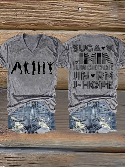 Kvinder BTS elskere trykt jern på kortærme T-shirt