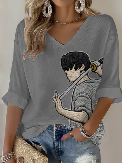 Kvinders BTS elskere Printed Waffle T-shirt