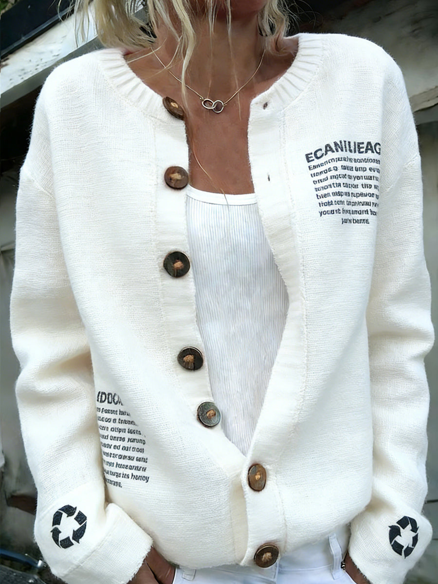 Kvinders Vintage polske miljøvenlig kunst print komfortabel Cardigan