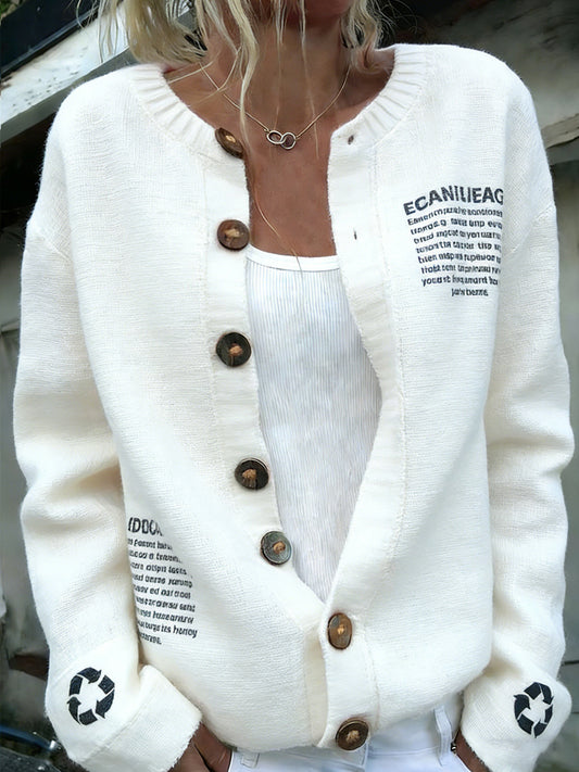 Kvinders Vintage polske miljøvenlig kunst print komfortabel Cardigan