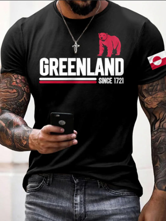 Herrens T-shirt med "Danmark Grønland ikke til salg" Print