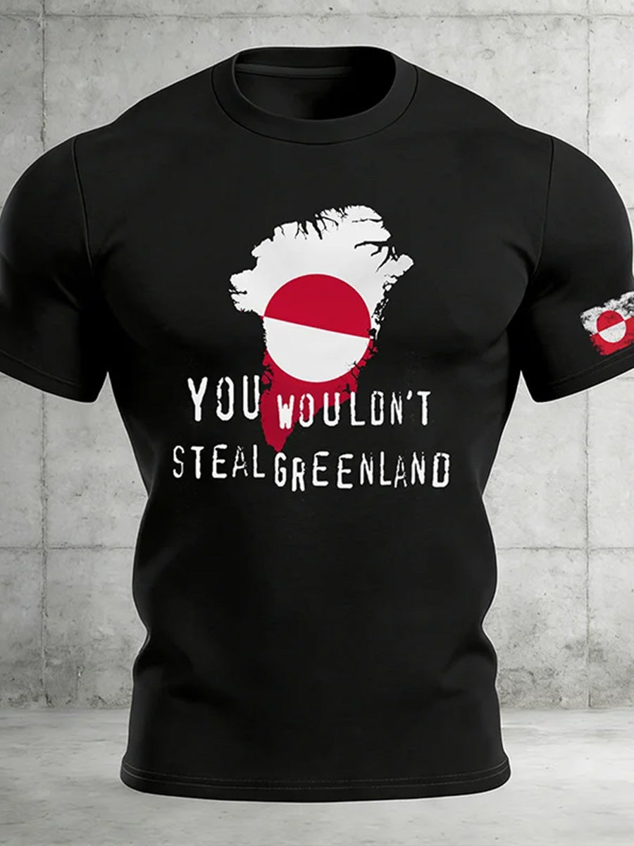Herrens T-shirt med "Danmark Grønland ikke til salg" Print