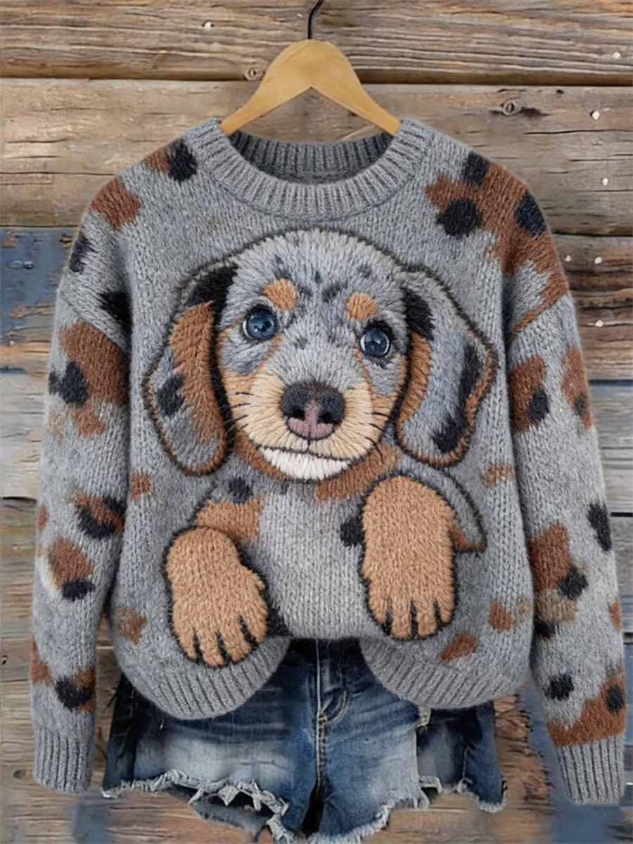 Kvinders dejlige hunde inspireret hyggelig sweater.
