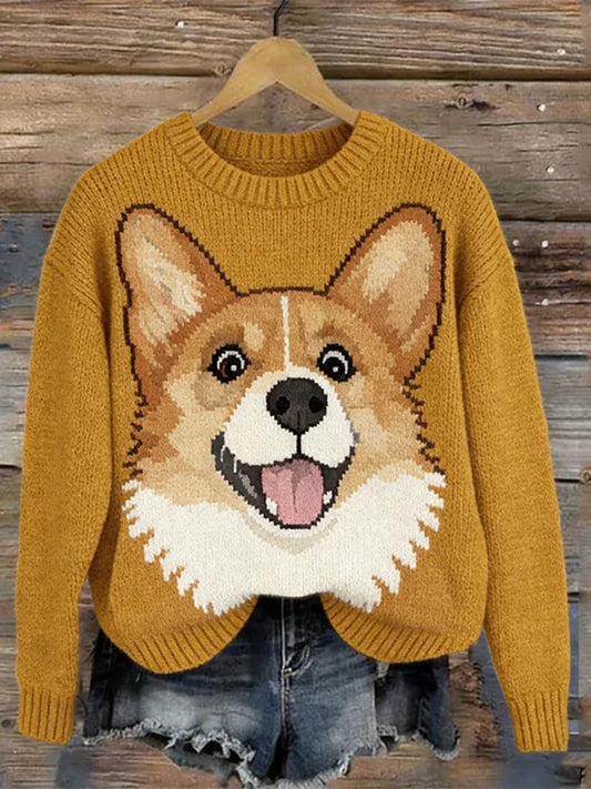 Kvinders dejlige Corgi hund Strik hyggelig sweater.
