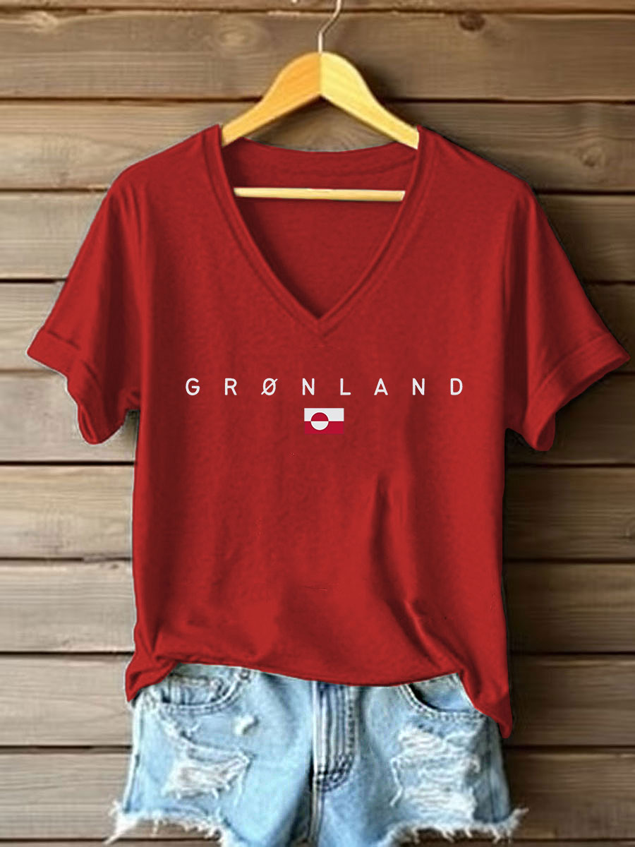 Kvinders Grønland Print Casual T-shirt