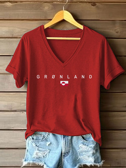 Kvinders Grønland Print Casual T-shirt