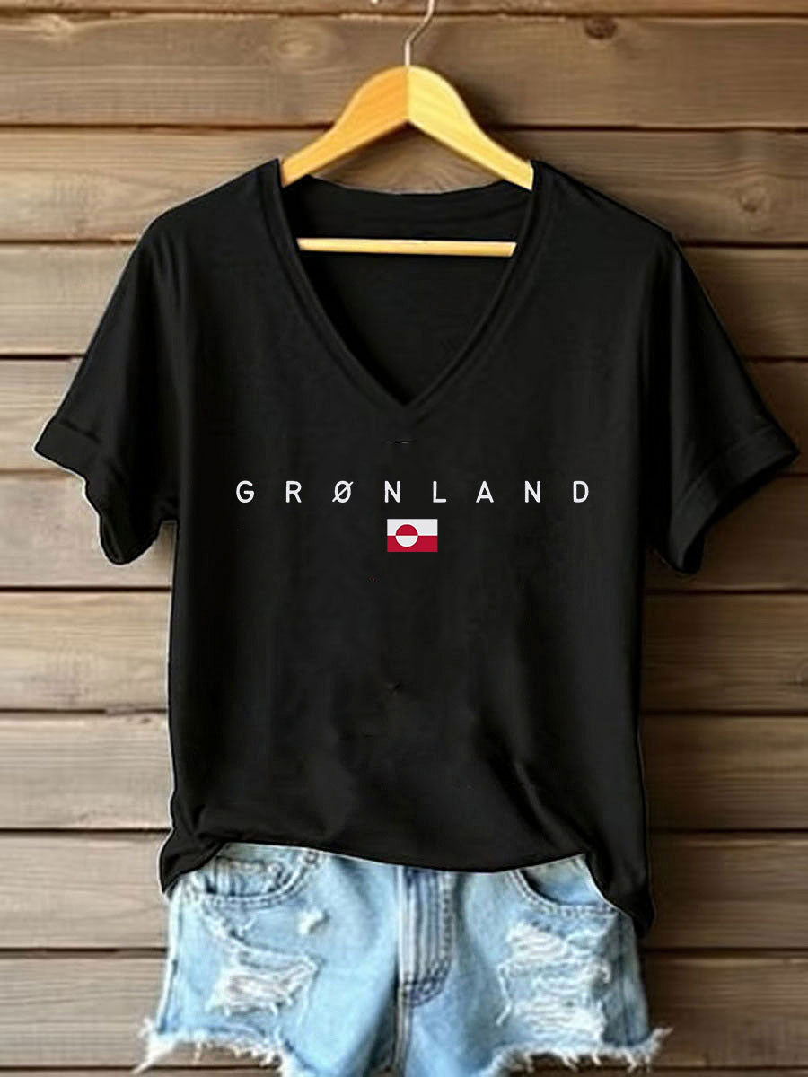 Kvinders Grønland Print Casual T-shirt