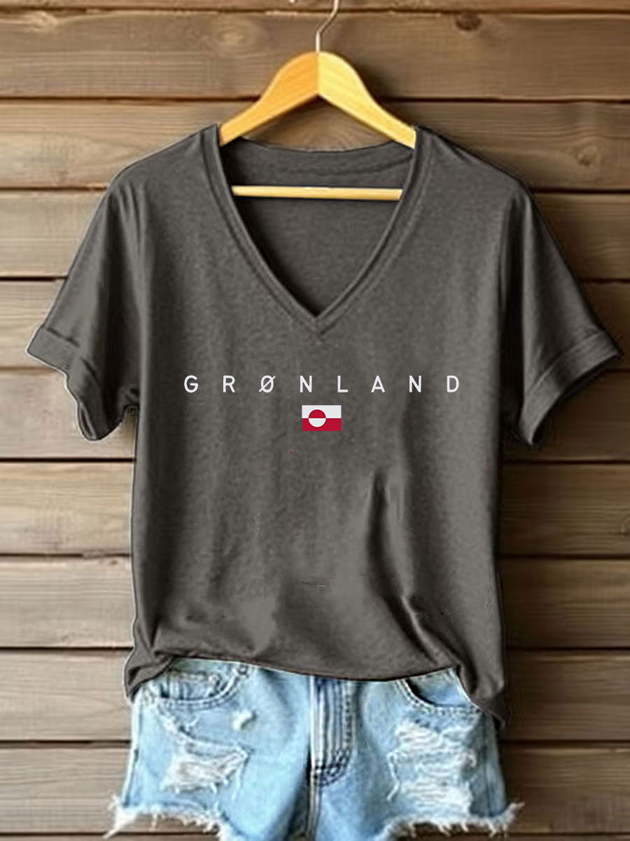 Kvinders Grønland Print Casual T-shirt