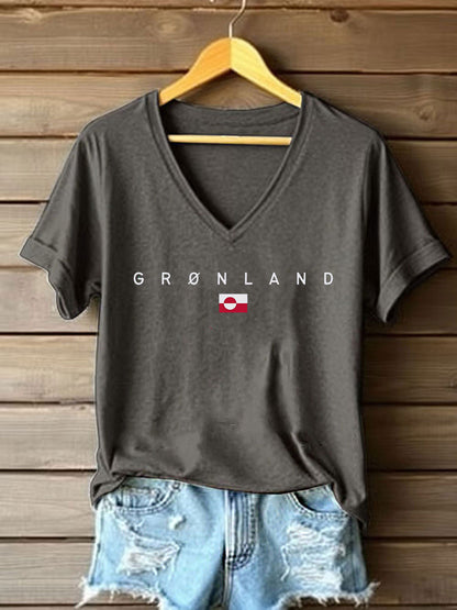 Kvinders Grønland Print Casual T-shirt