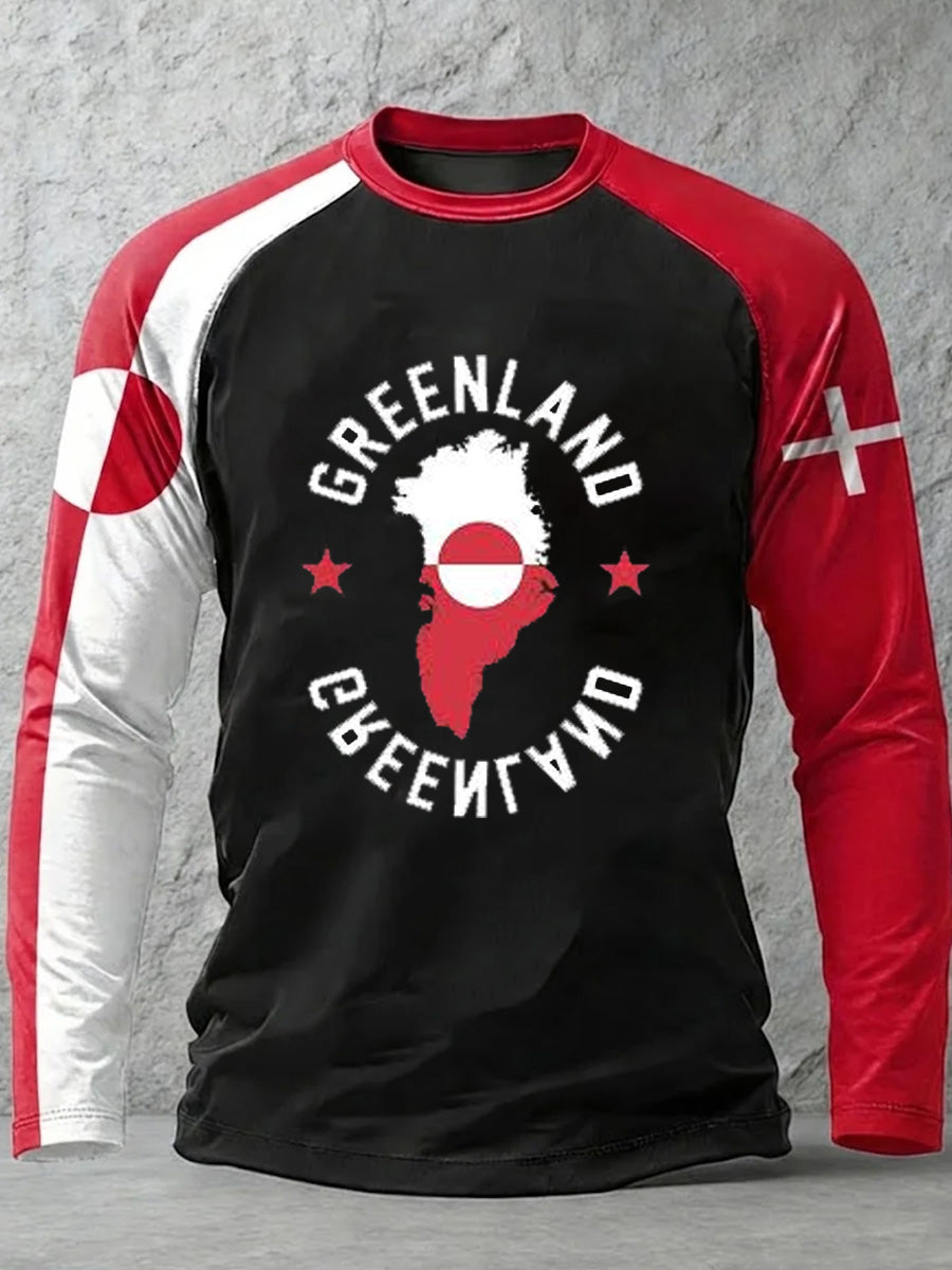Mænds dansk Grønland Print langærmet T-shirt