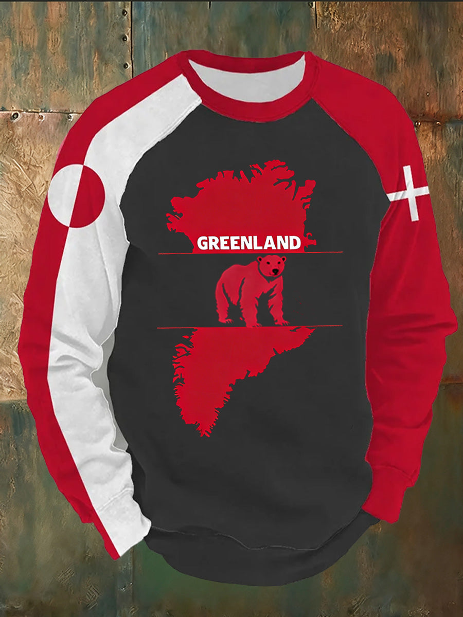 Mænds dansk Grønland Print langærmet T-shirt