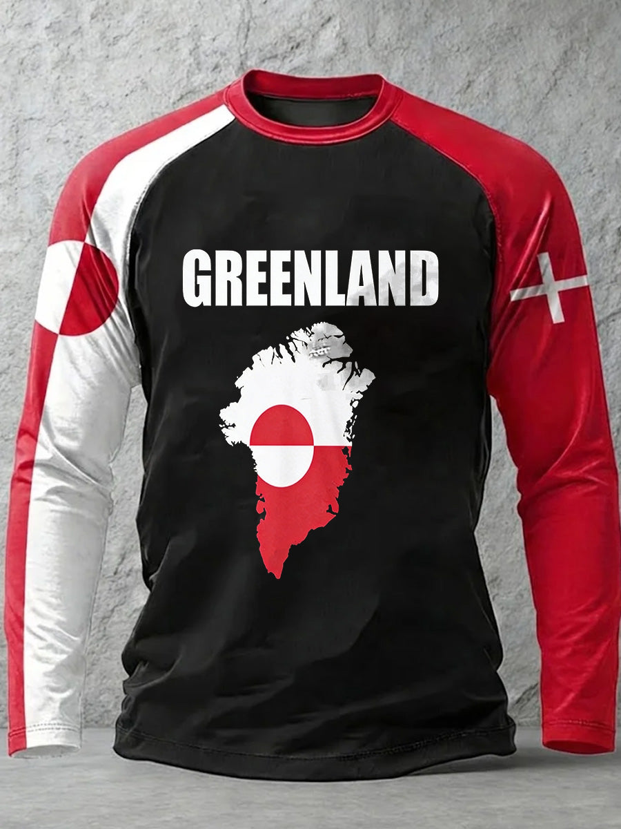 Mænds dansk Grønland Print langærmet T-shirt