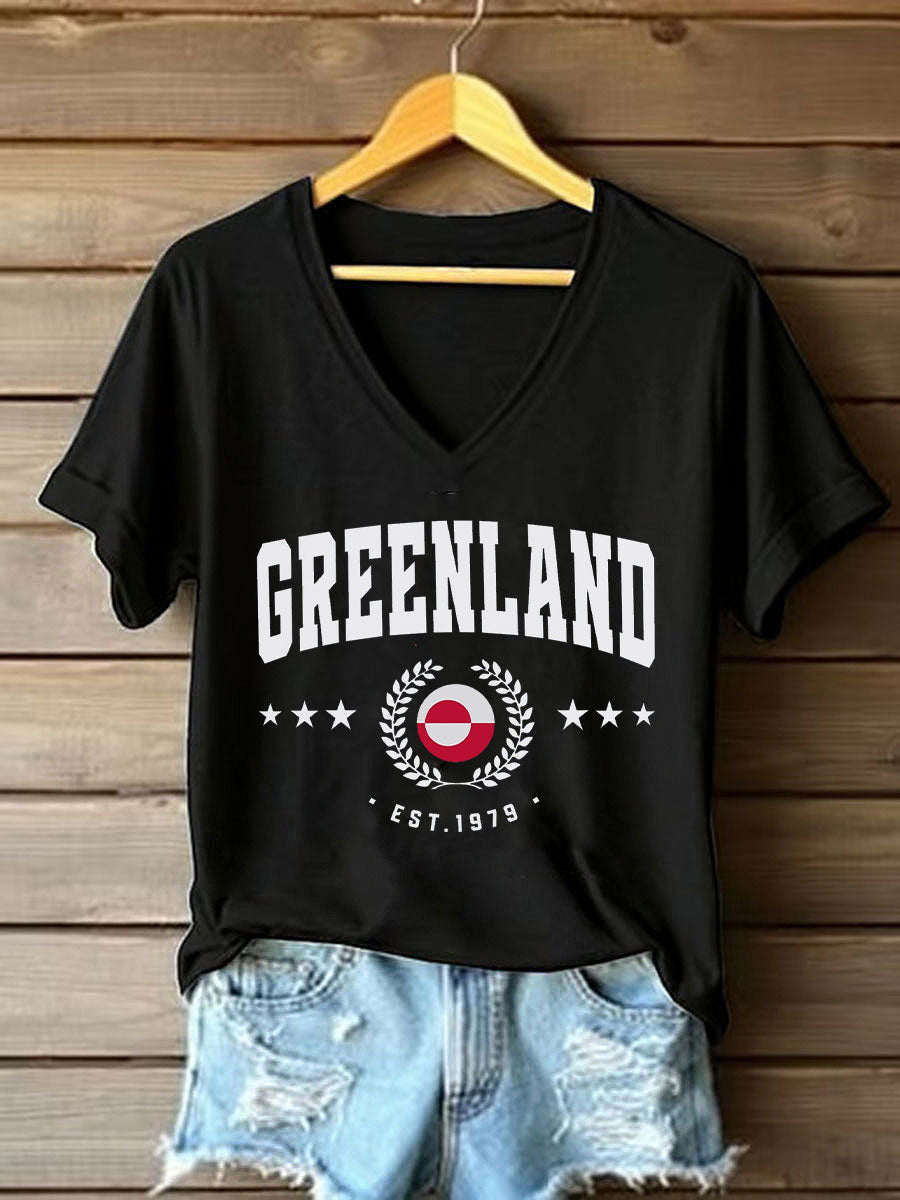 Kvinders Grønland Print Casual T-shirt
