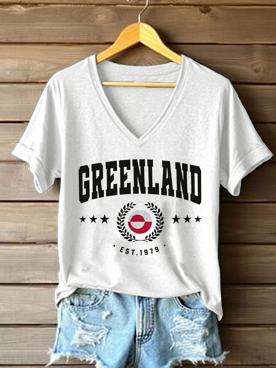 Kvinders Grønland Print Casual T-shirt