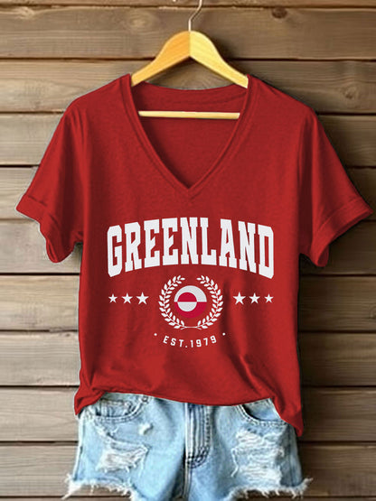 Kvinders Grønland Print Casual T-shirt
