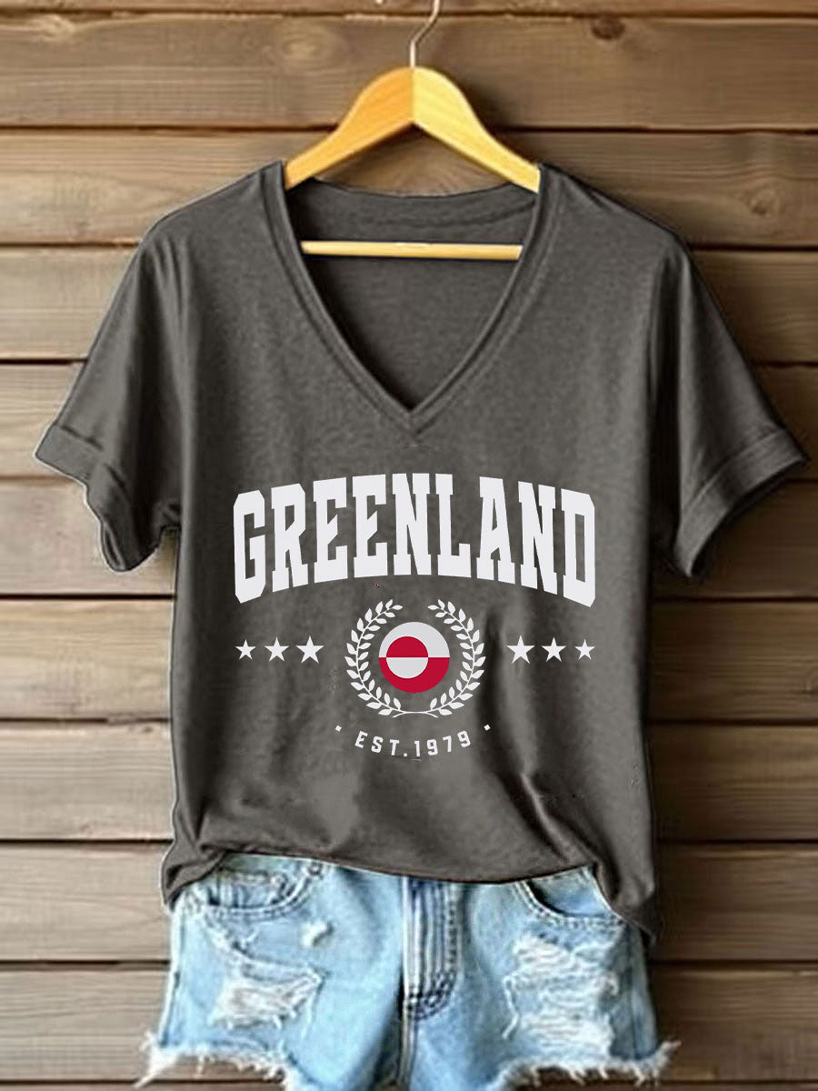 Kvinders Grønland Print Casual T-shirt