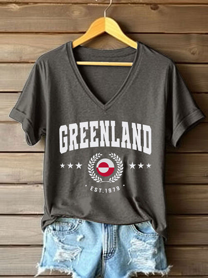 Kvinders Grønland Print Casual T-shirt