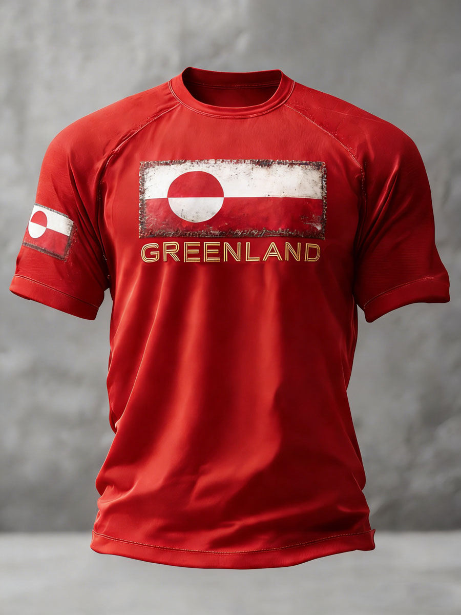 Mænds Grønland trykt Casual T-shirt