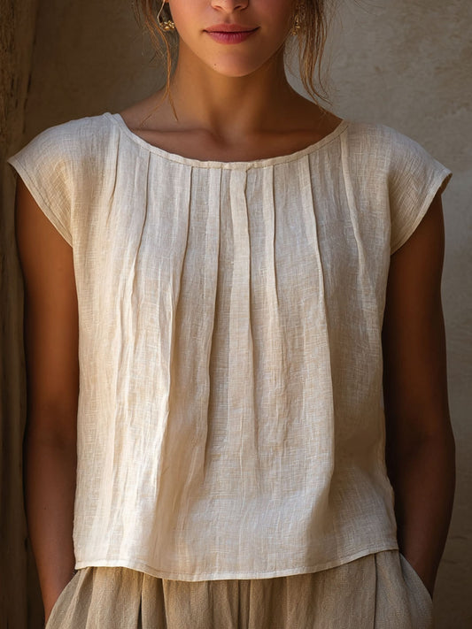 Kvinders enkle solid farve Linen skjorte